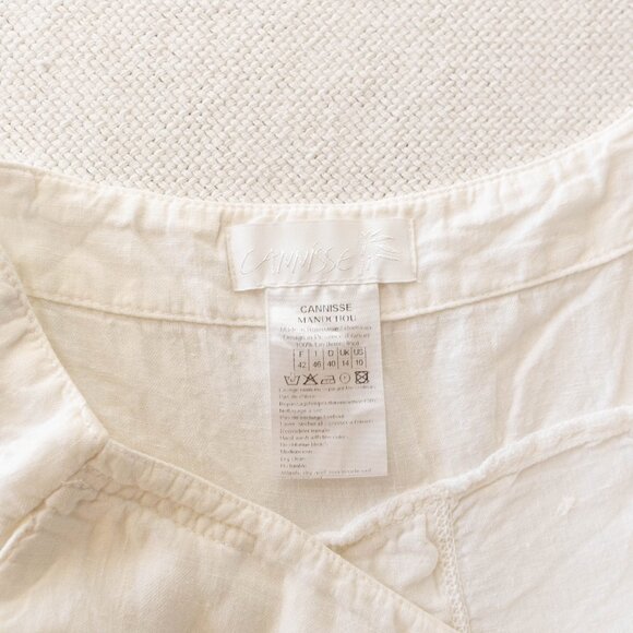 Cannisse White Linen Skirt Size 10 Button Front Midi Minimalist European Flowy - Picture 2 of 12